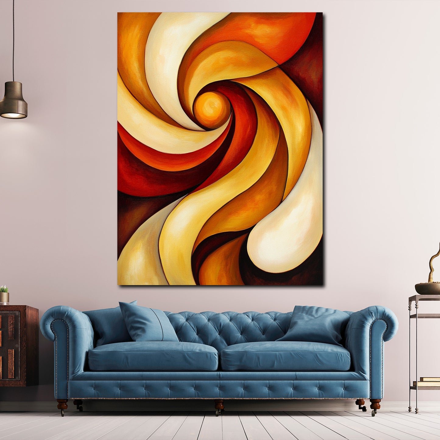 Abstrakt Wirbelform in warmen Farben Dynamik Wandbild