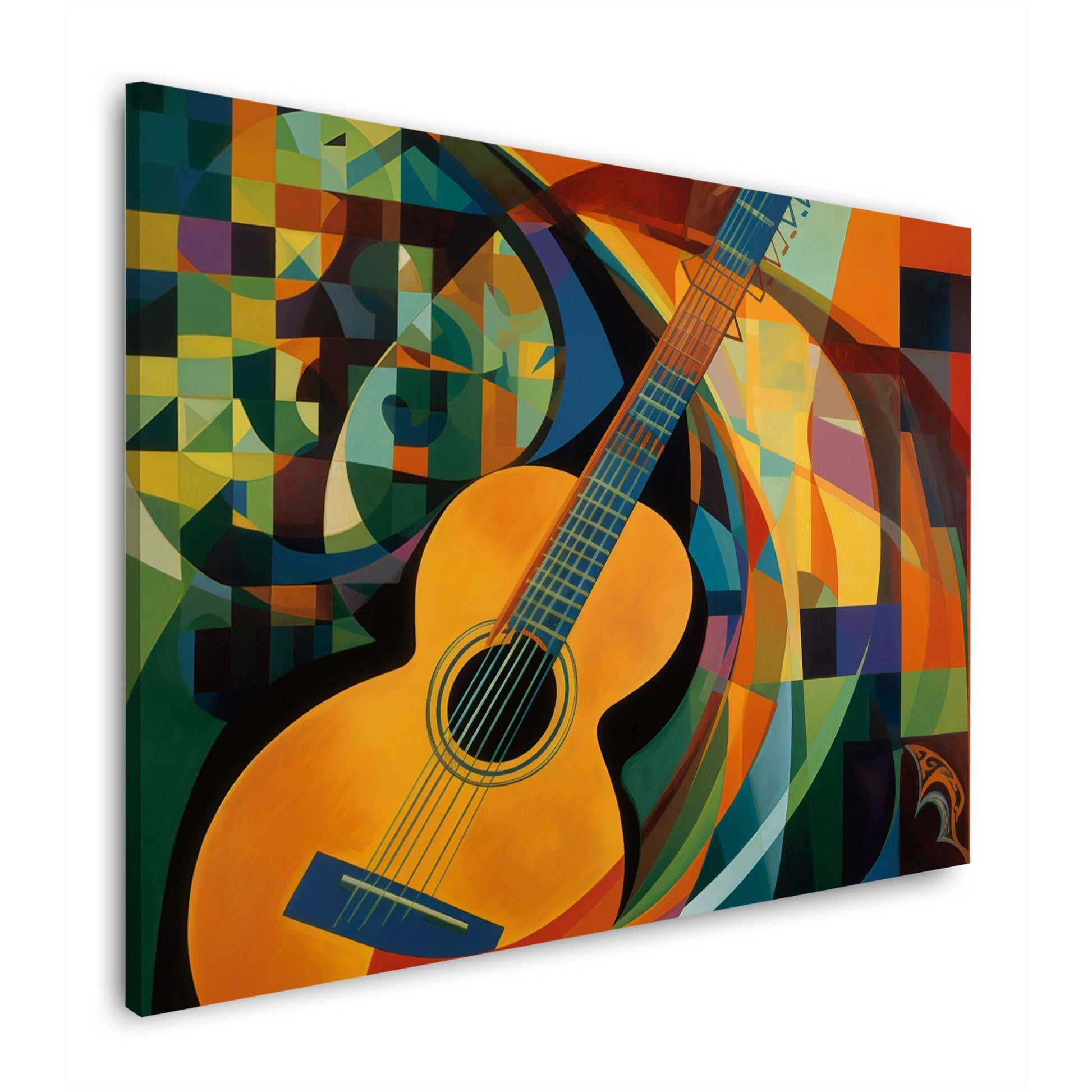 Abstrakte Gitarre im kubistischen Farbdesign Wandbild
