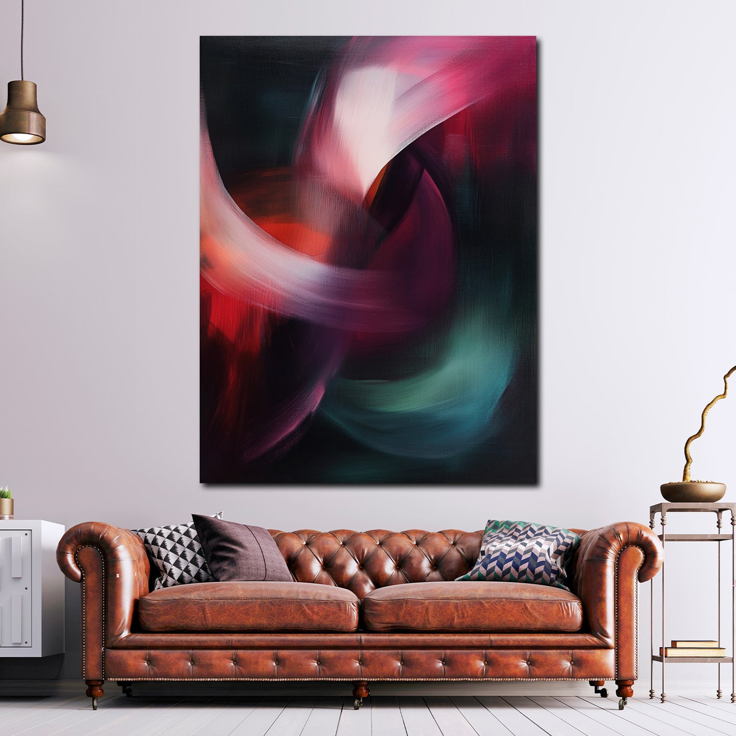 Abstrakte Kunst dunkle Farben Farbwirbel Wandbild