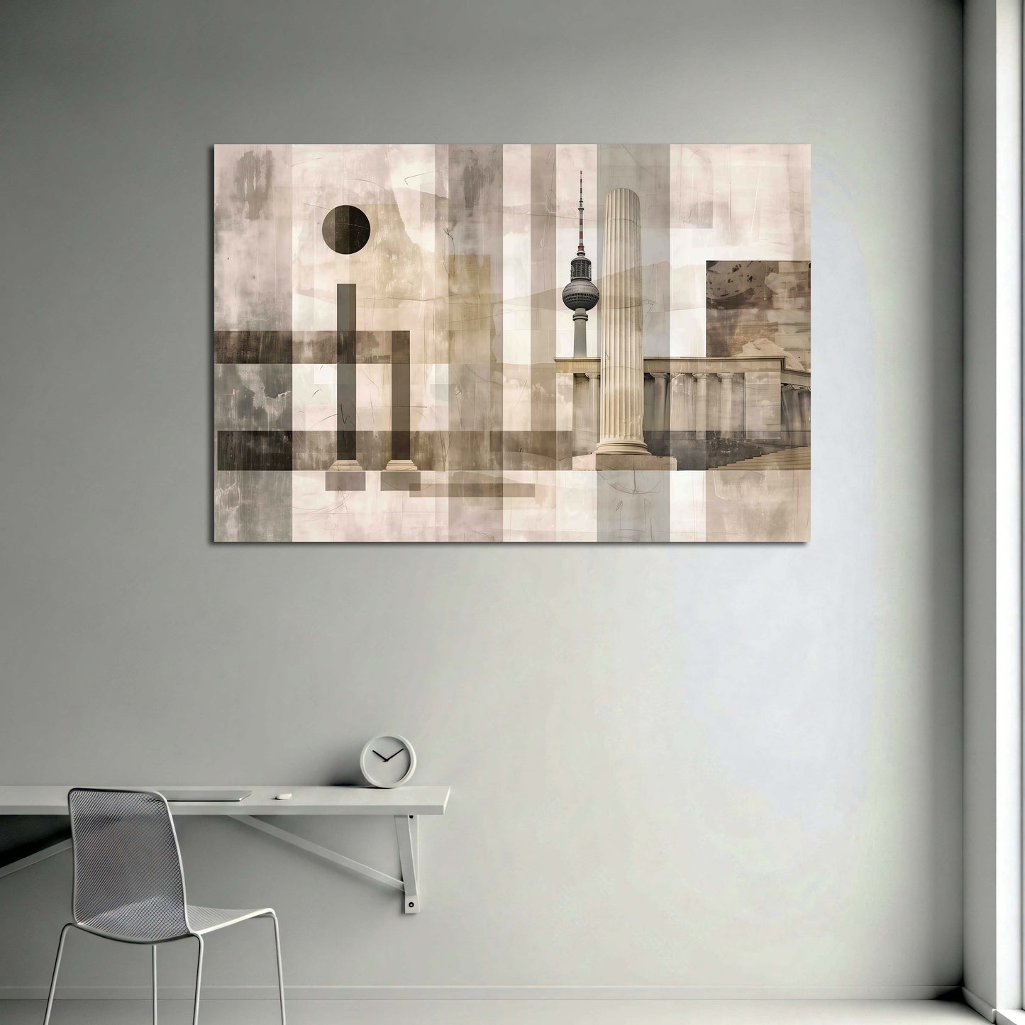 Abstrakte Stadtansicht Berlin Wahrzeichen Säulen Wandbild