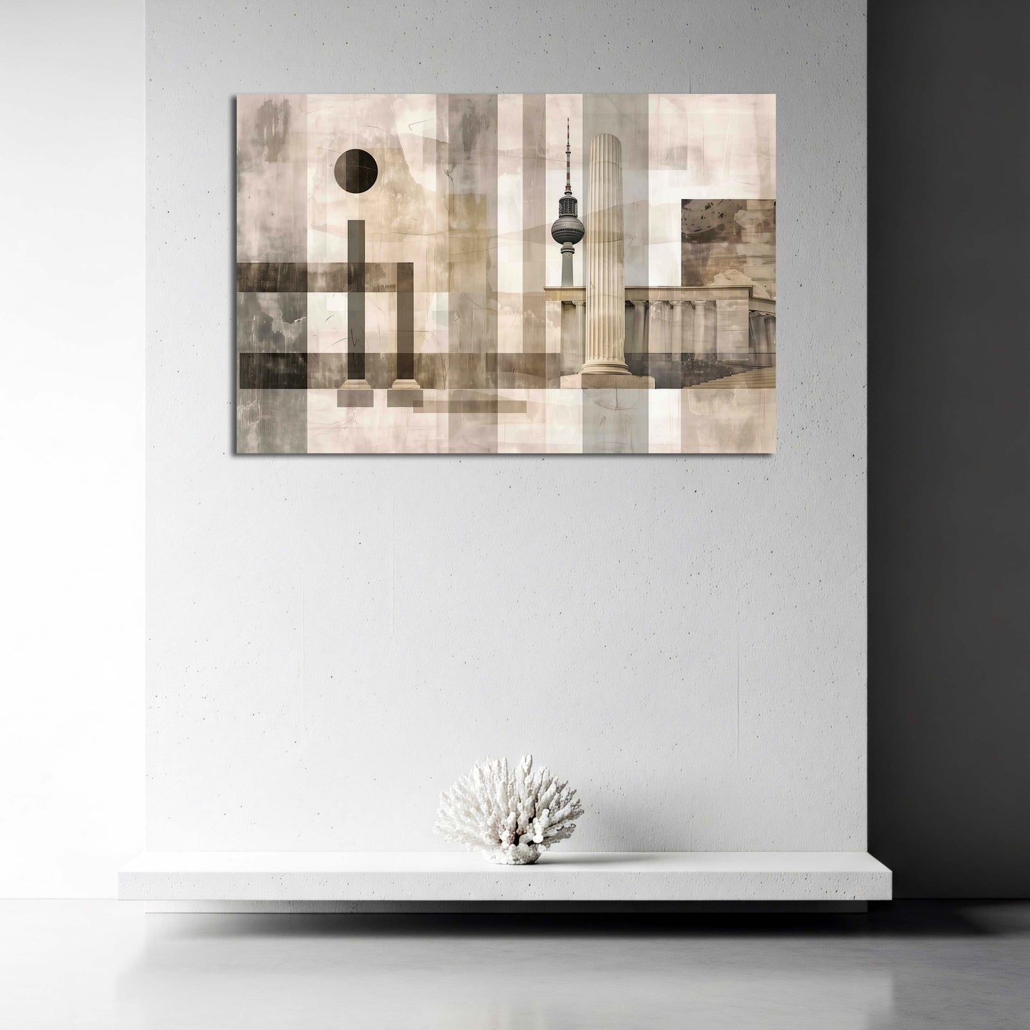 Abstrakte Stadtansicht Berlin Wahrzeichen Säulen Wandbild