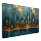 Abstraktes Stadtpanorama Gold in Aquarell Wandbild