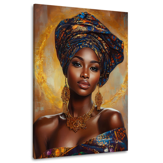 Afrikanerin Porträt mit Turban Wandbild