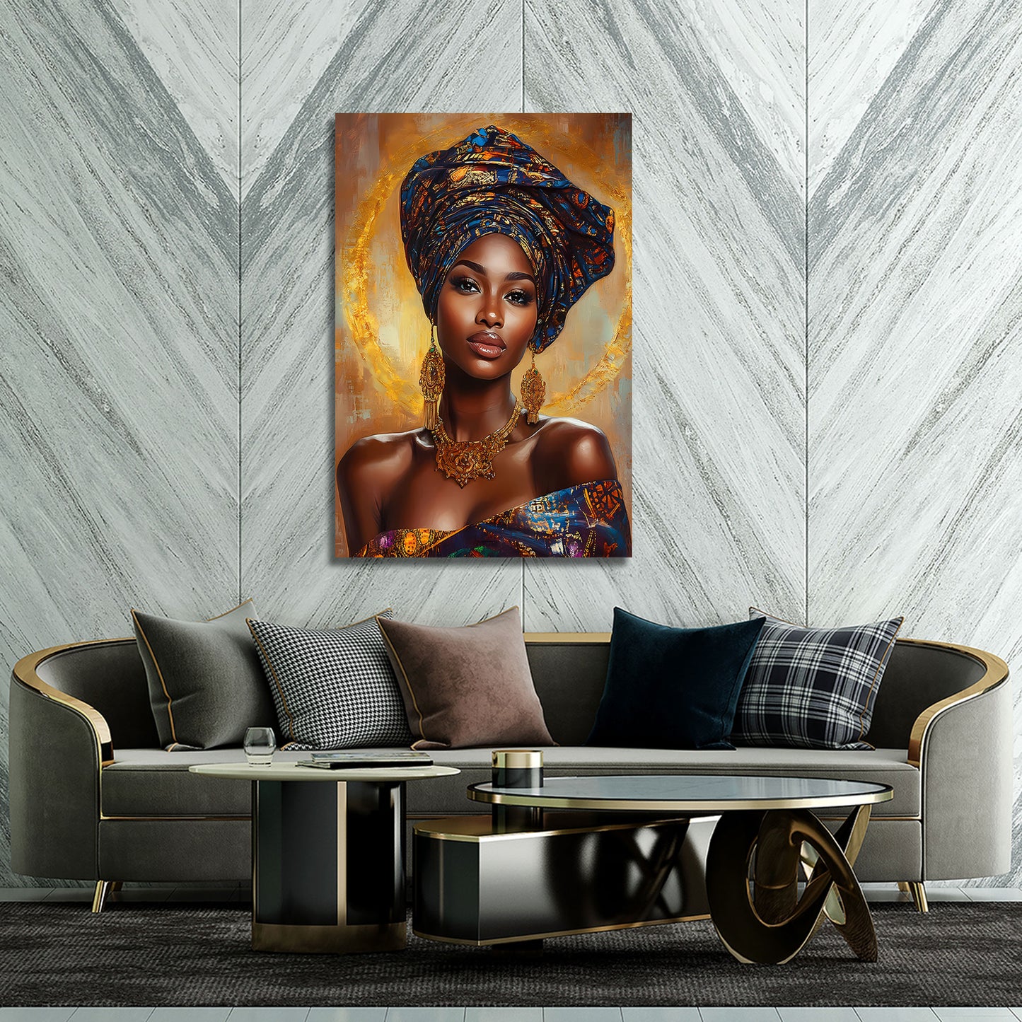 Afrikanerin Porträt mit Turban Wandbild