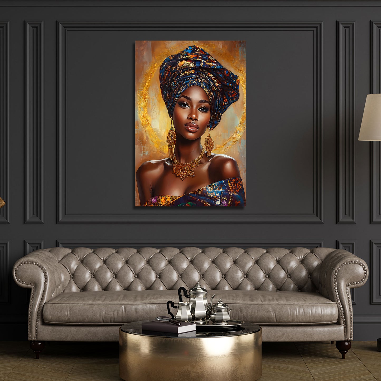 Afrikanerin Porträt mit Turban Wandbild