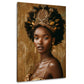 Afrikanische Frau Porträt gold mit Krone und Afro Wandbild