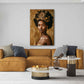 Afrikanische Frau Porträt gold mit Krone und Afro Wandbild