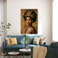 Afrikanische Frau Porträt gold mit Krone und Afro Wandbild
