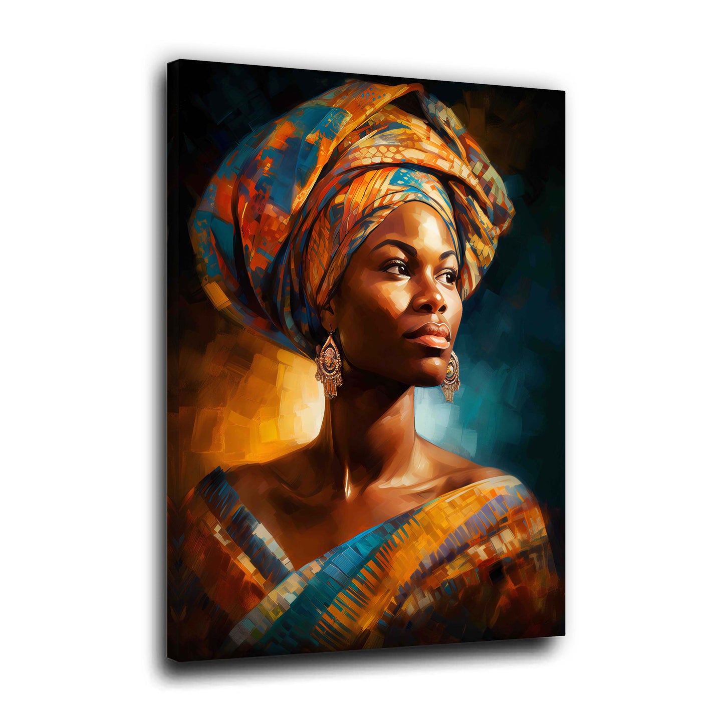 Afrikanische Frau Porträt mit Kopfschmuck Stolz Eleganz Wandbild