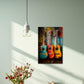 Akustikgitarren in kräftigen Pop Art Wandbild
