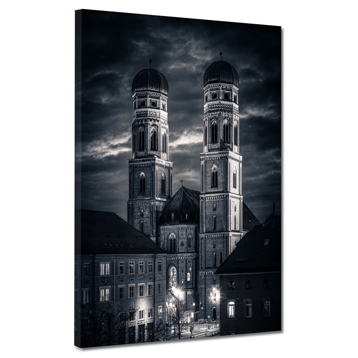 Altstadt Panorama Kirche München schwarz weiß Wandbild
