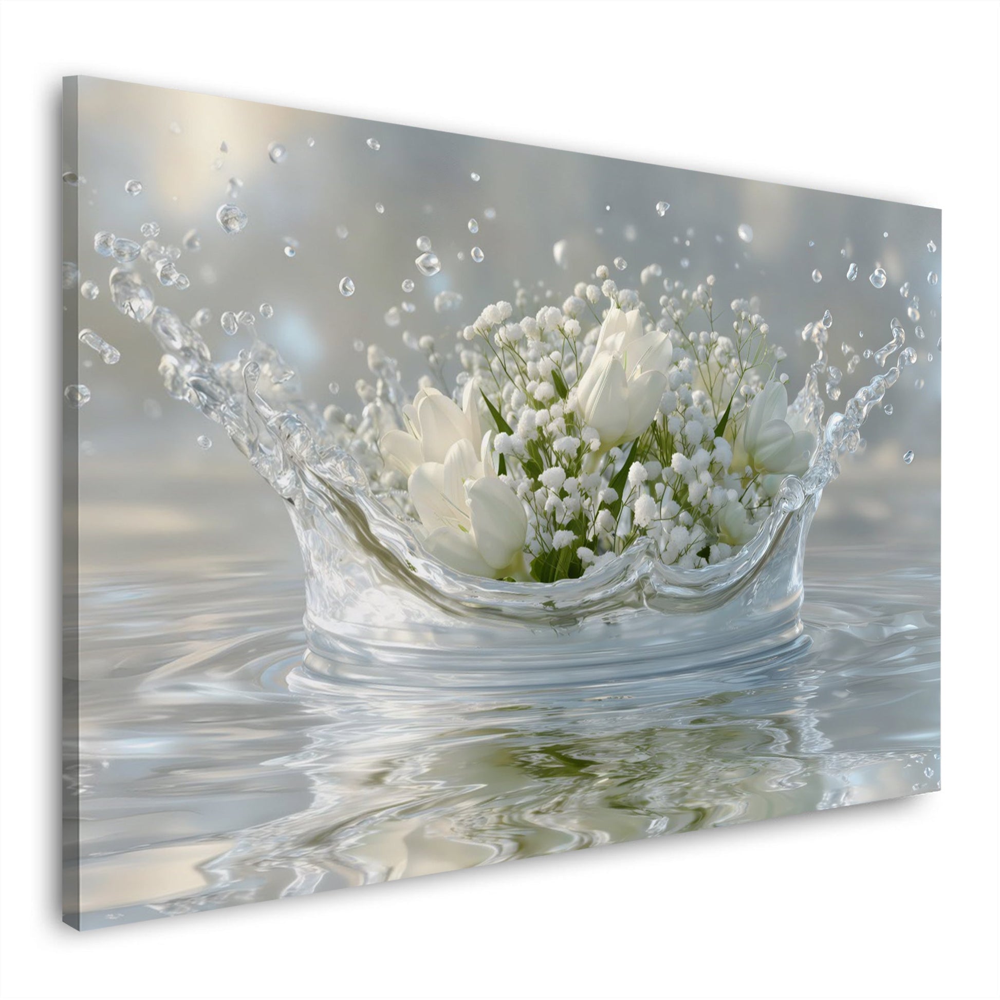 Anmutige Lilien mit frischen Wassertropfen Wandbild