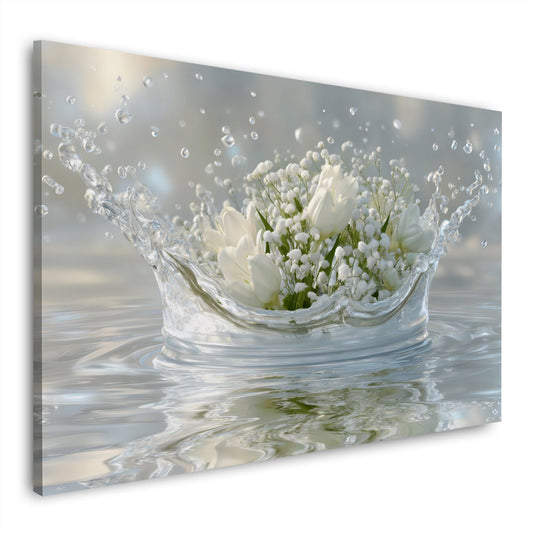 Anmutige Lilien mit frischen Wassertropfen Wandbild