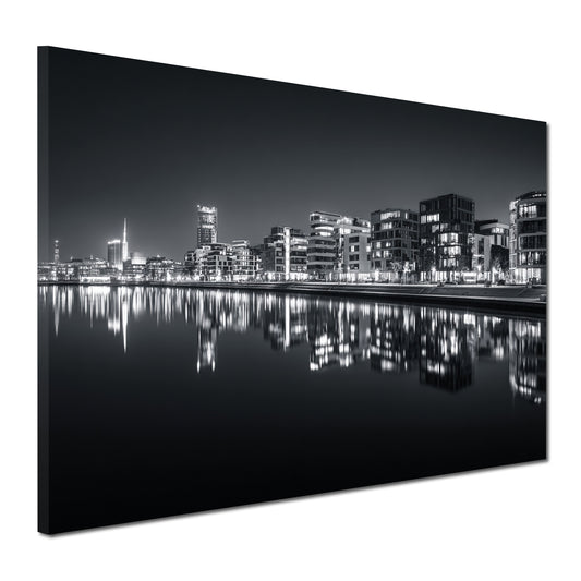 Architektur Bremen Wasserspiegelung schwarz weiß Wandbild