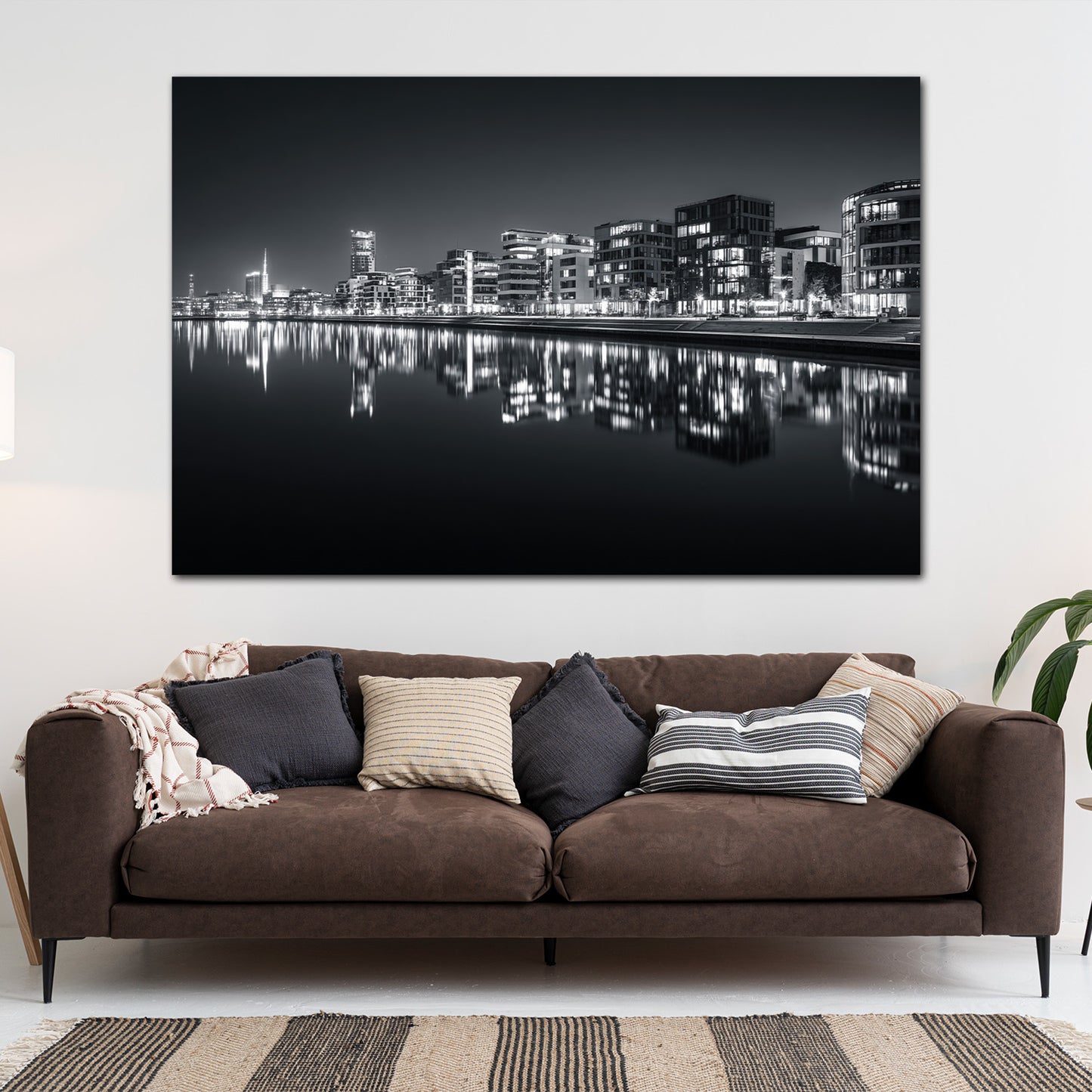 Architektur Bremen Wasserspiegelung schwarz weiß Wandbild