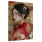 Asiatisches Frauenporträt Kimono rot elegantes Wandbild