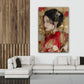 Asiatisches Frauenporträt Kimono rot elegantes Wandbild
