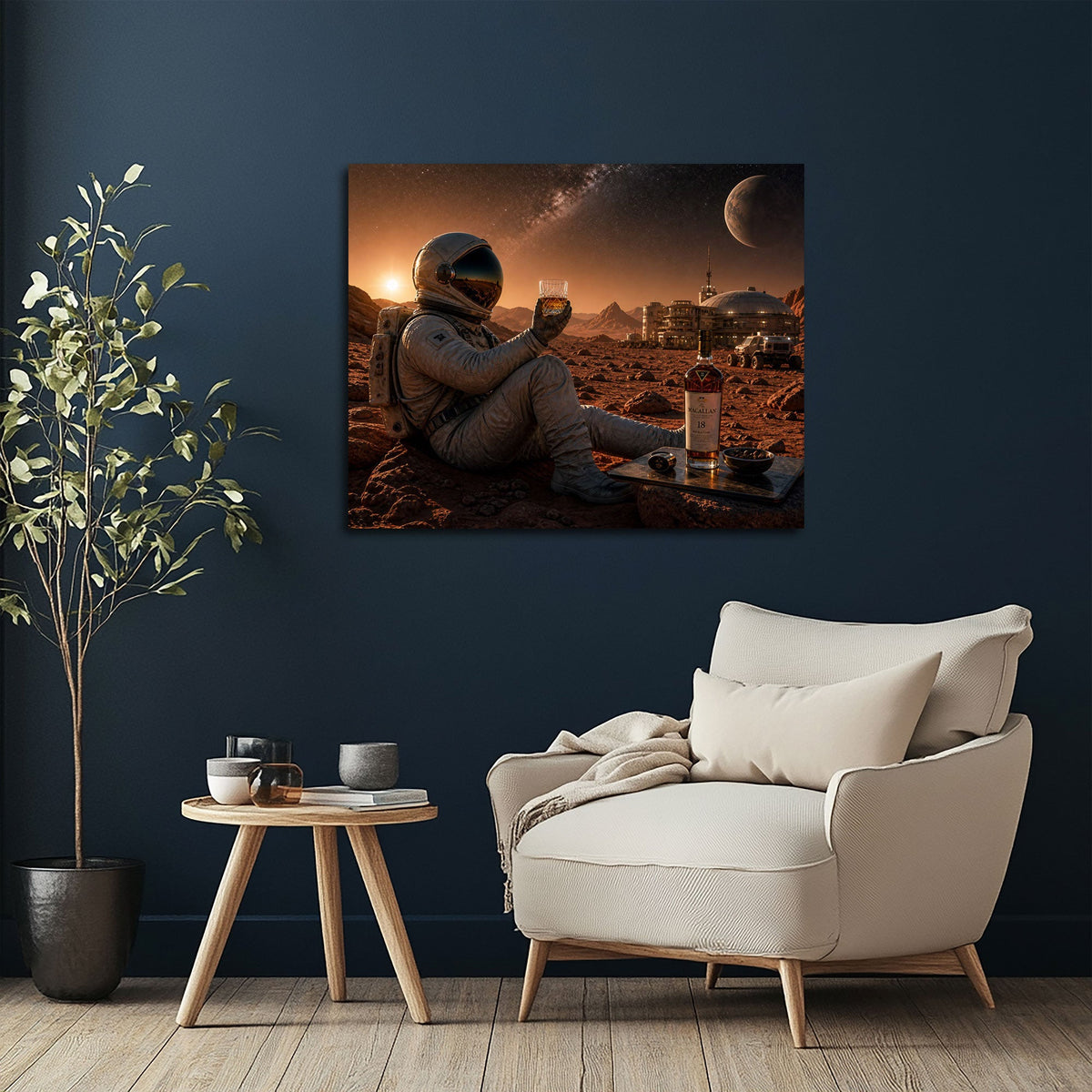 Astronaut Mars Wandbild über dem Schreibtisch im Büro