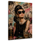 Wandbild Audrey im kleinen Schwarzen mit Sonnenbrille und Perlenkette