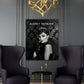 Audrey Porträt schwarz weiß elegant mit Krone Wandbild
