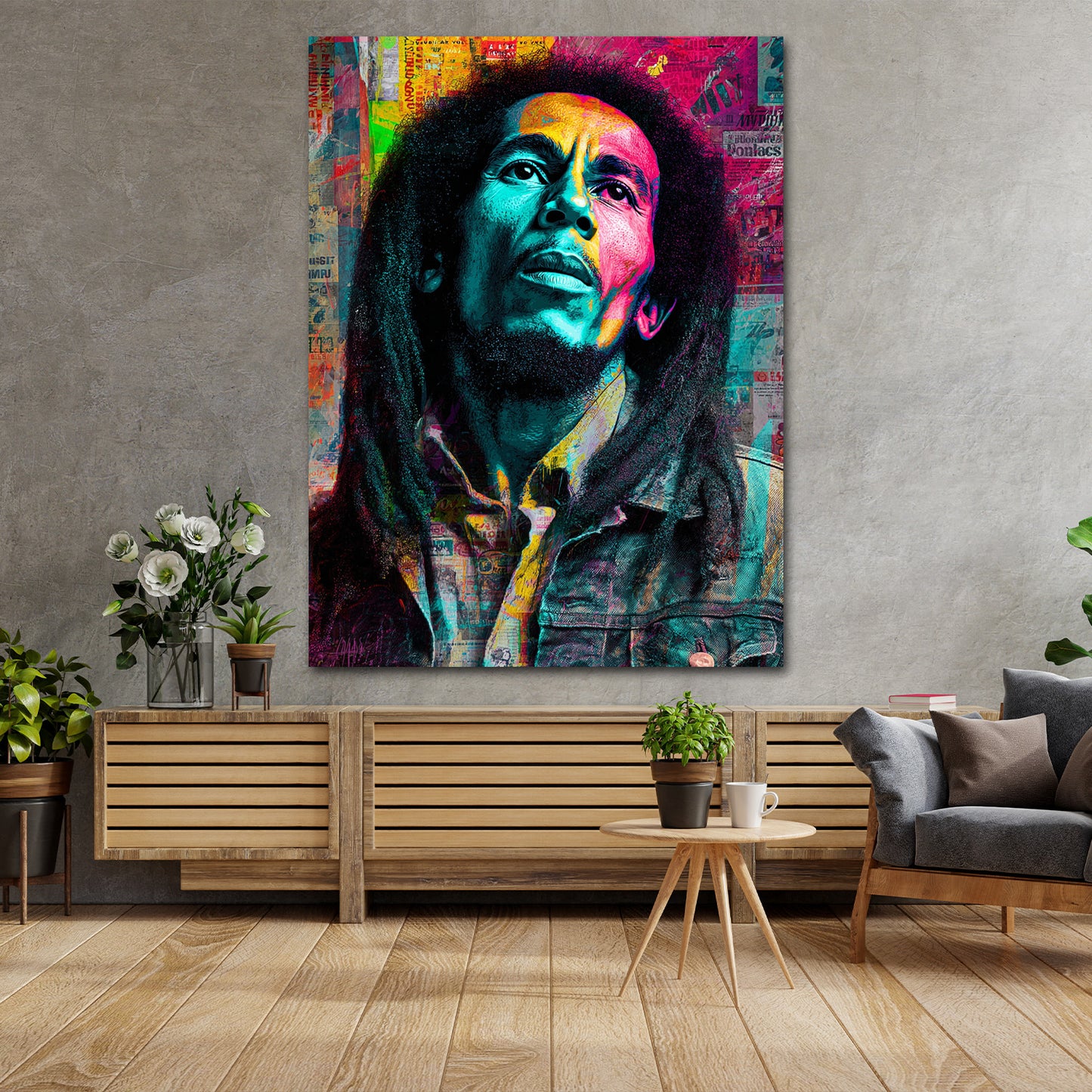 Ausdrucksstarke Musiklegende Marley Wandbild
