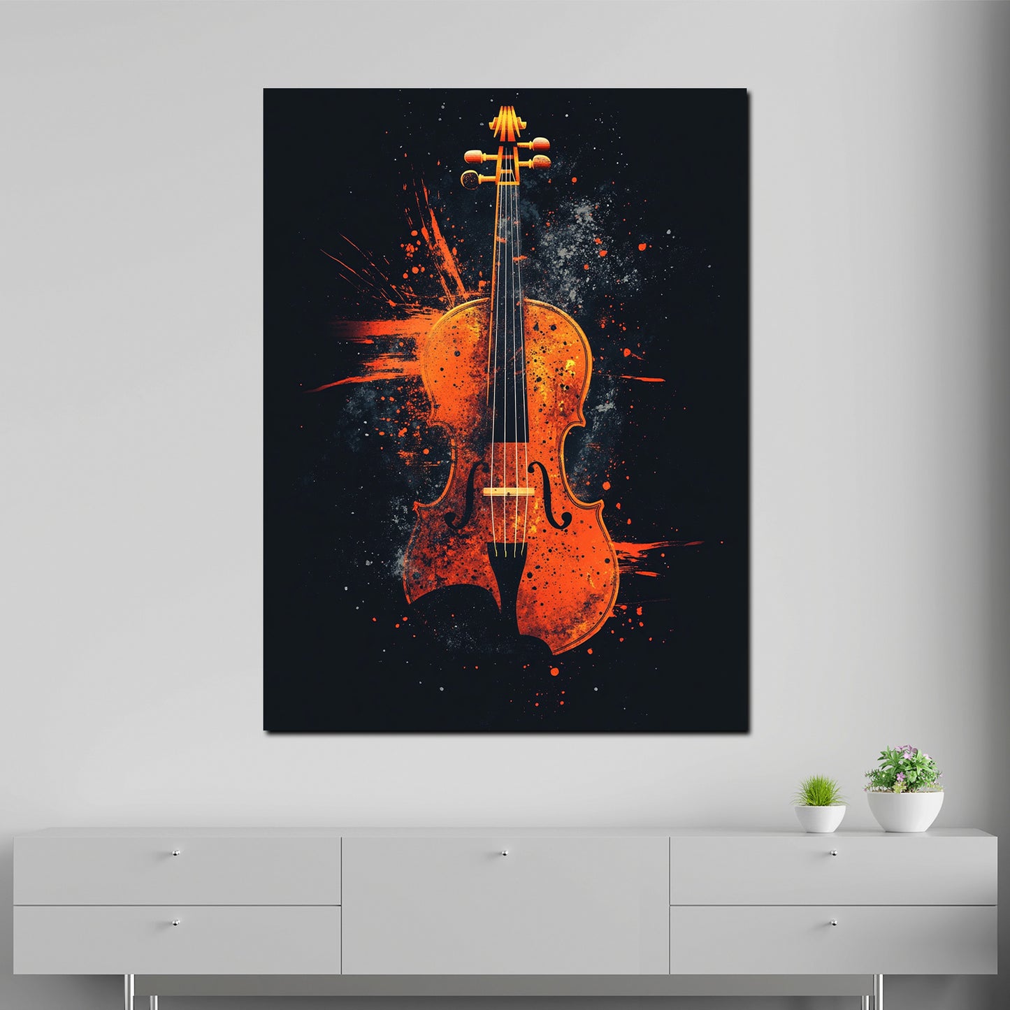 Ausdrucksstarke Violine Farbspiel Musikästhetik Wandbild
