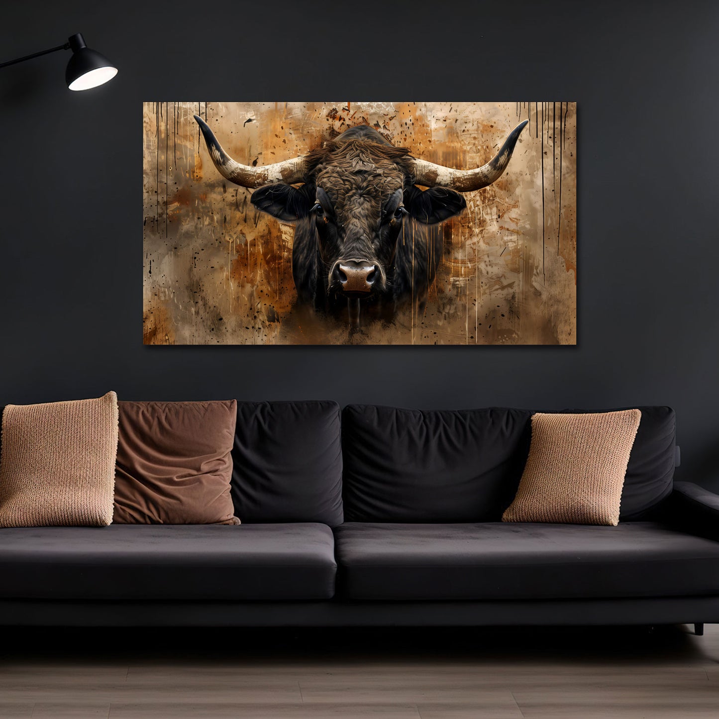 Ausdrucksstarker Bulle frontal abstrakt Wandbild