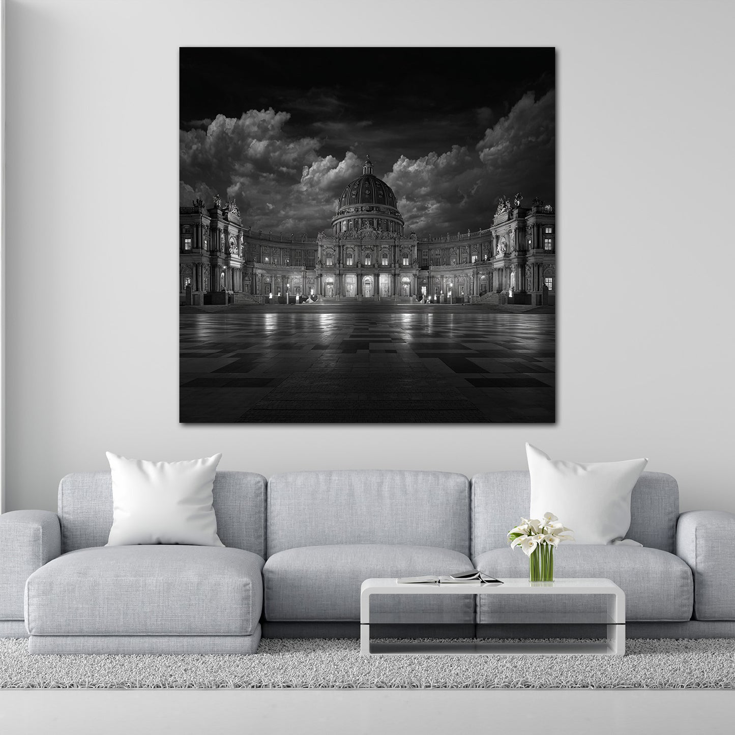 Barocke Schlossfassade Potsdam schwarz weiß Wandbild