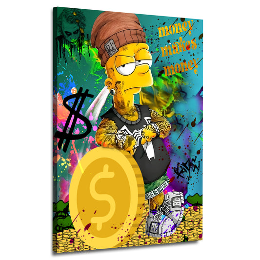 Bart mit Tattoo Dollarzeichen und Goldmünzen Wandbild