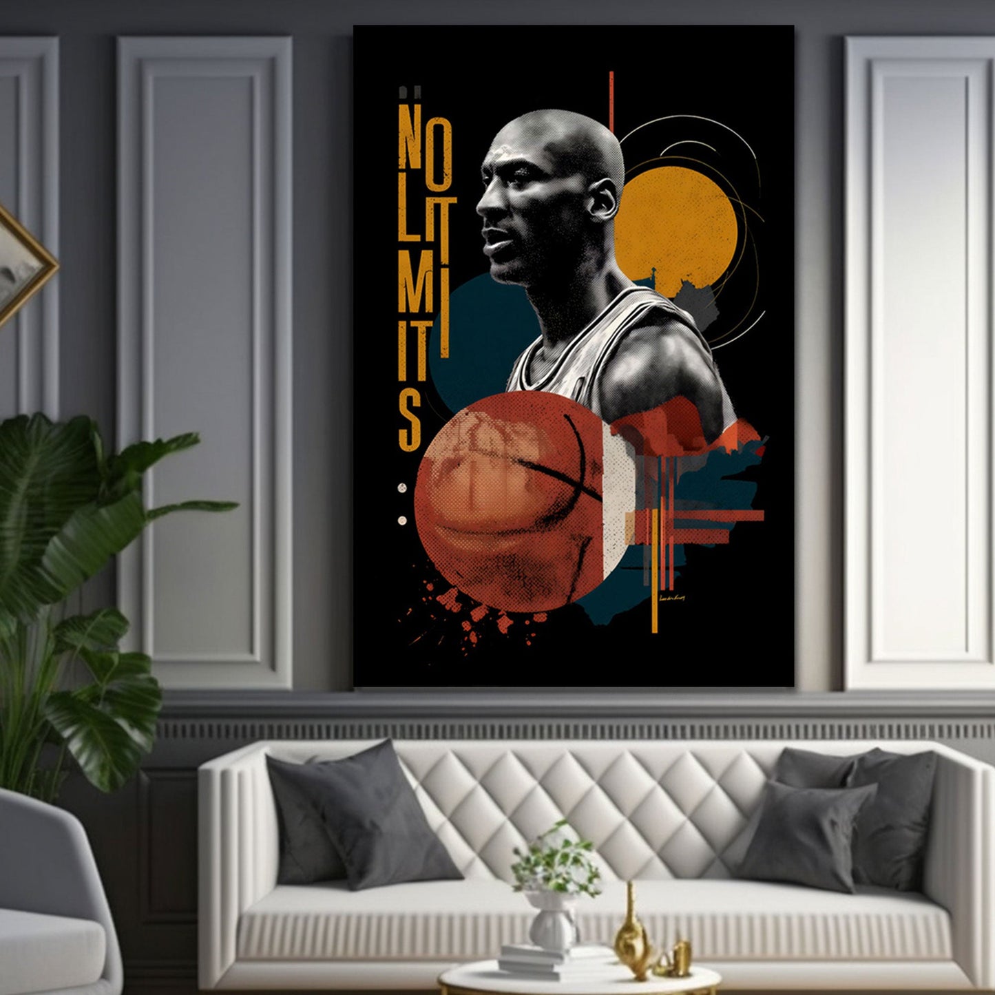 Basketball Legende mit Entschlossenheit und Erfolg Wandbild