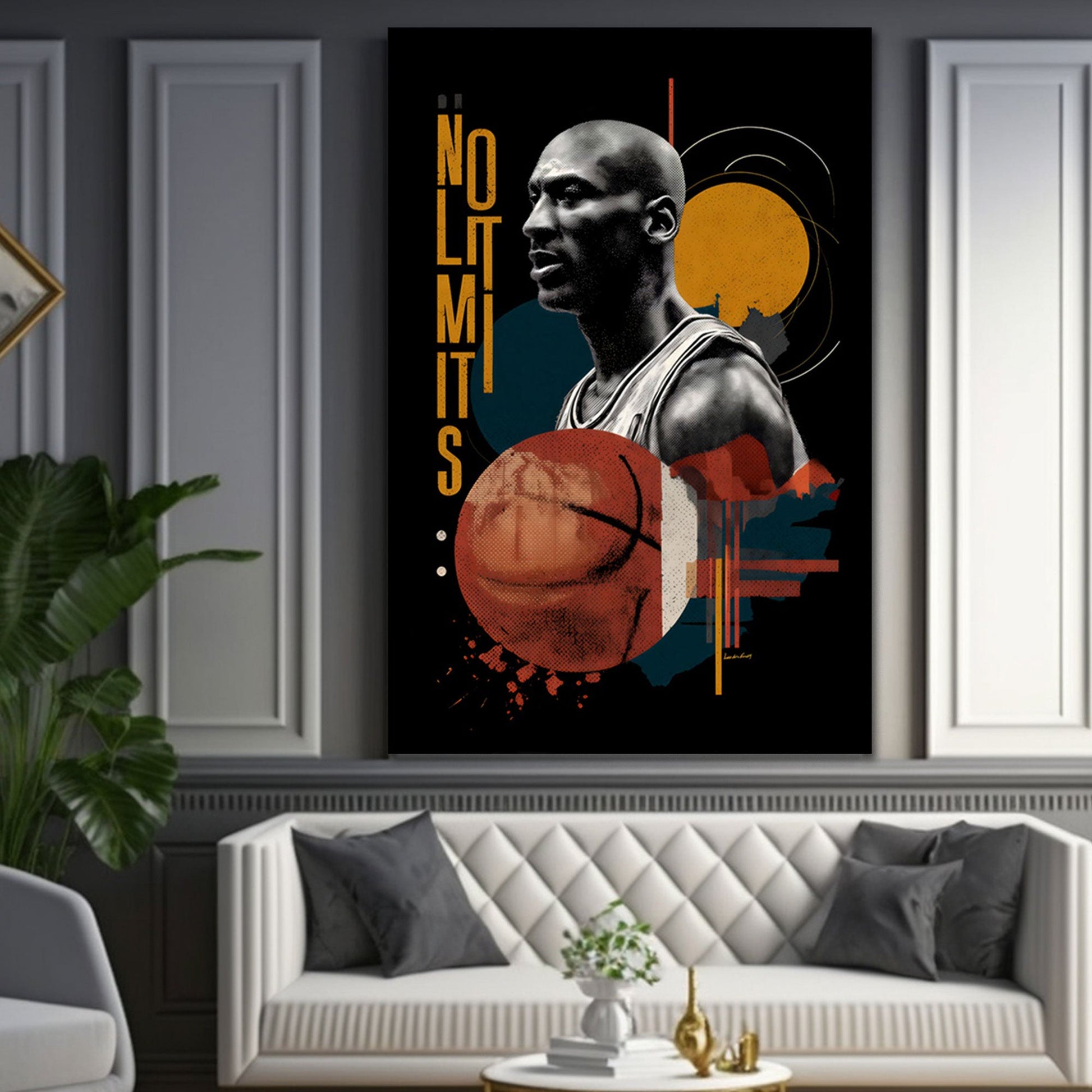 Basketball Legende mit Entschlossenheit und Erfolg Wandbild