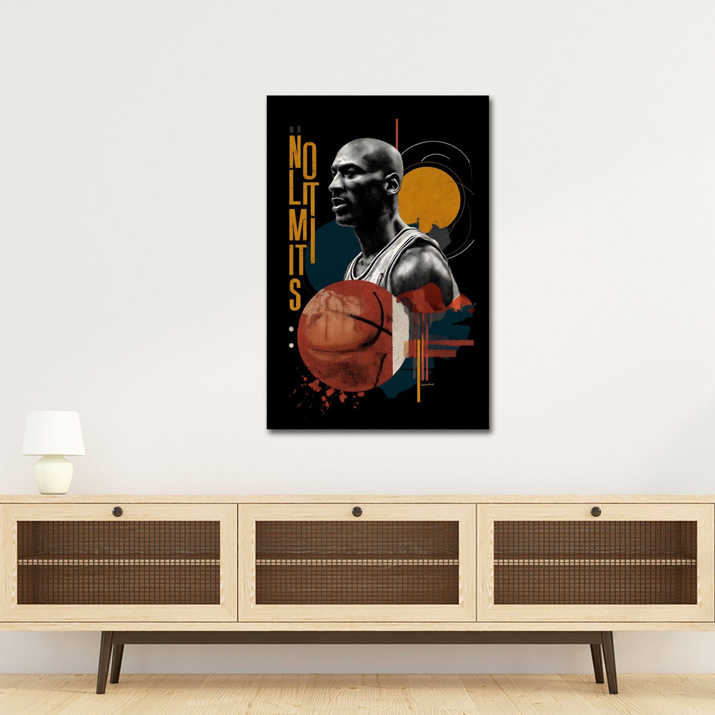 Basketball Legende mit Entschlossenheit und Erfolg Wandbild