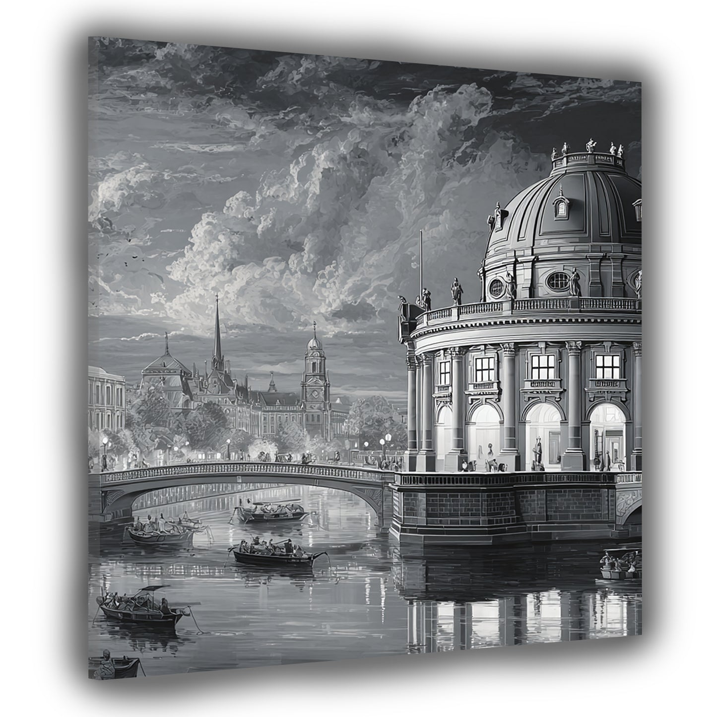 Berlin historische Museumsinsel mit Booten romantisch Wandbild