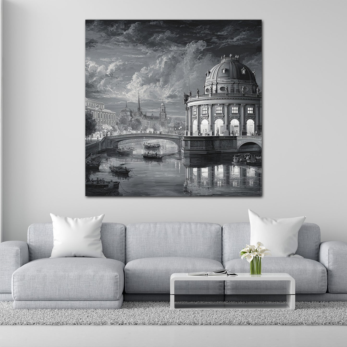 Berlin historische Museumsinsel mit Booten romantisch Wandbild