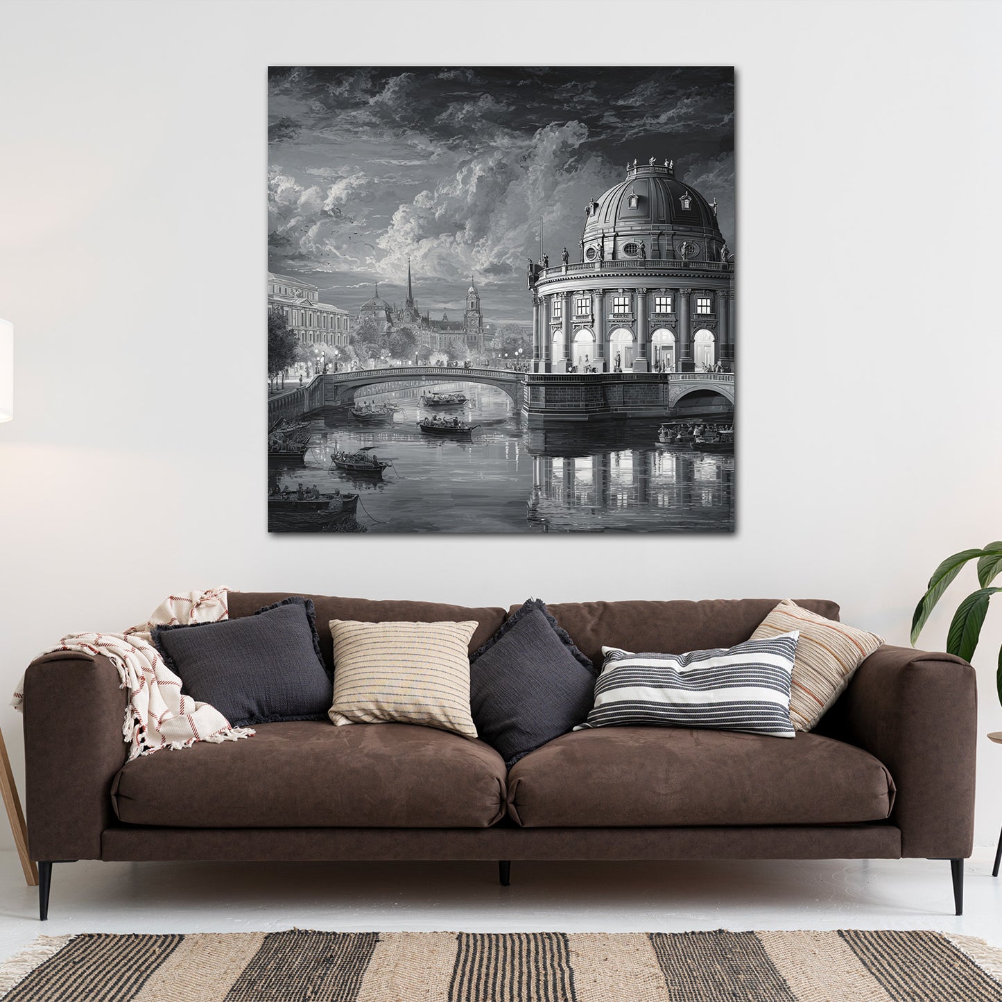 Berlin historische Museumsinsel mit Booten romantisch Wandbild