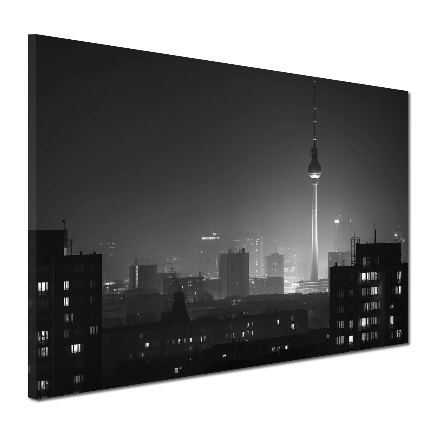 Berlin Skyline Fernsehturm im Lichtschein Wandbild