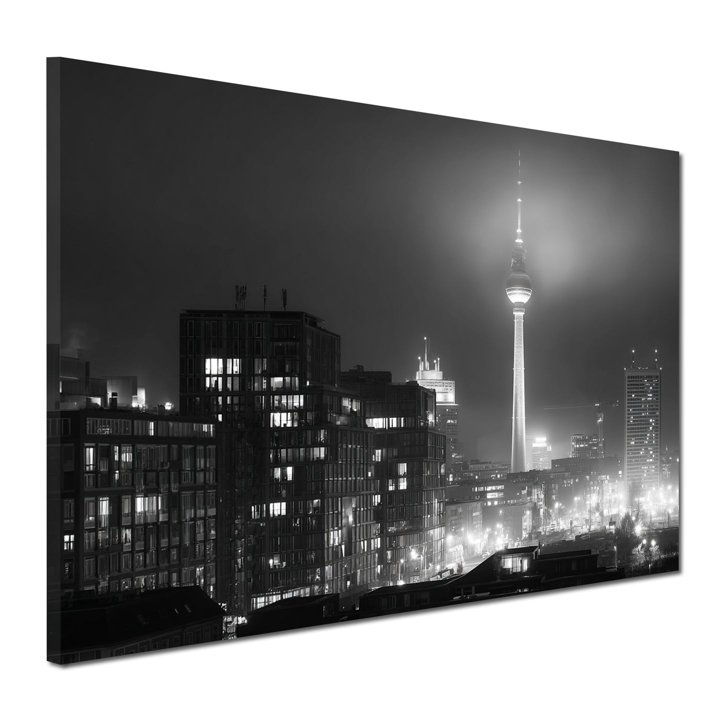 Berlin Skyline leuchtende Stadtlichter mit Fernsehturm Wandbild