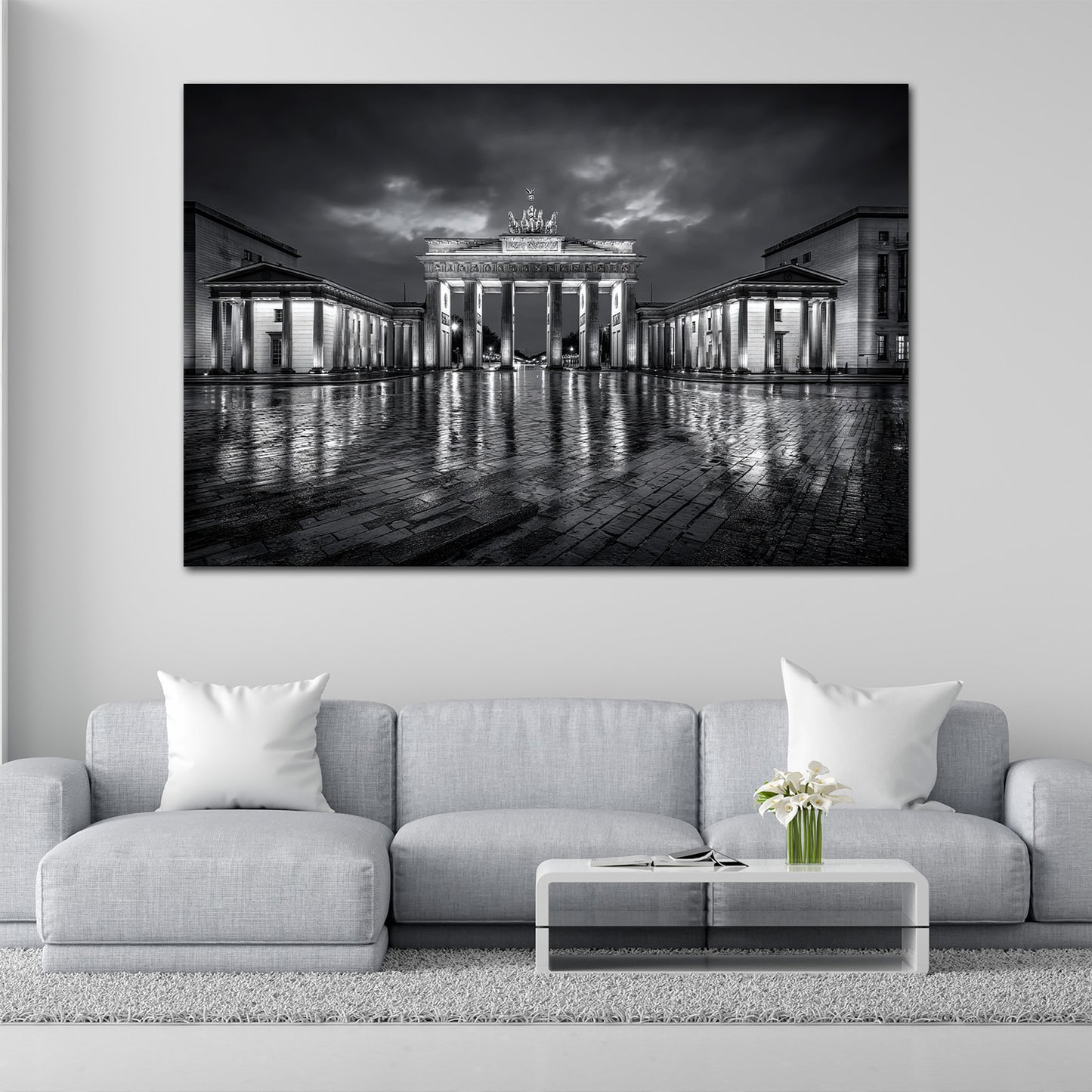Berlin Wahrzeichen bei Regen Brandenburger Tor Wandbild
