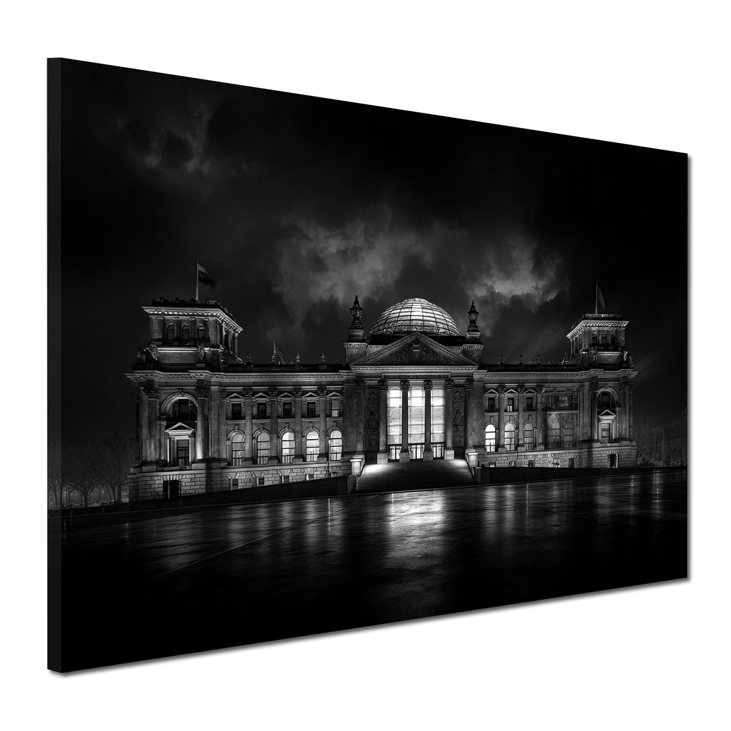 Berliner Reichstag dramatische Lichtstimmung bei Nacht Wandbild