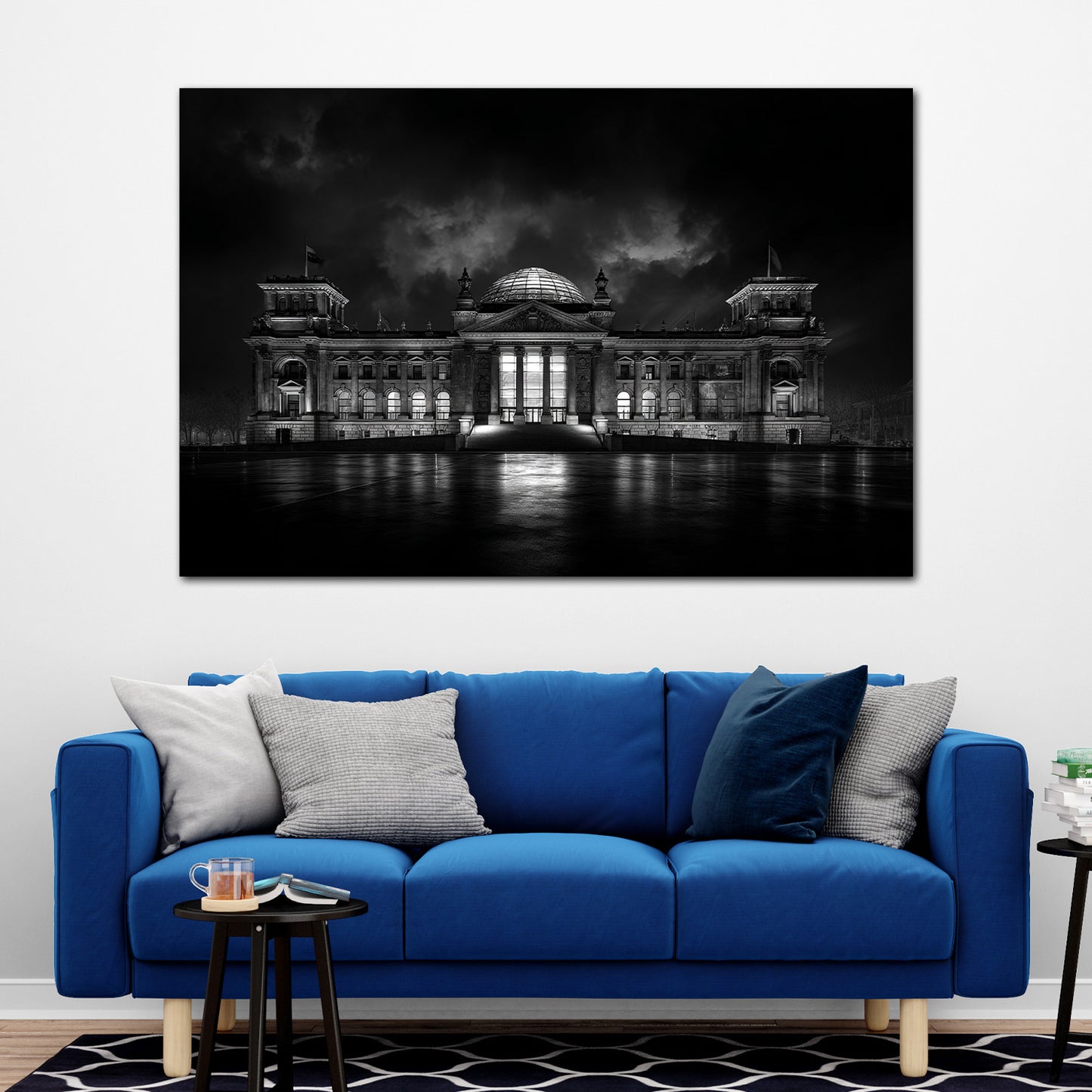 Berliner Reichstag dramatische Lichtstimmung bei Nacht Wandbild