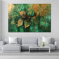 Blattstruktur Gold Grün Naturrelief abstrakt Wandbild