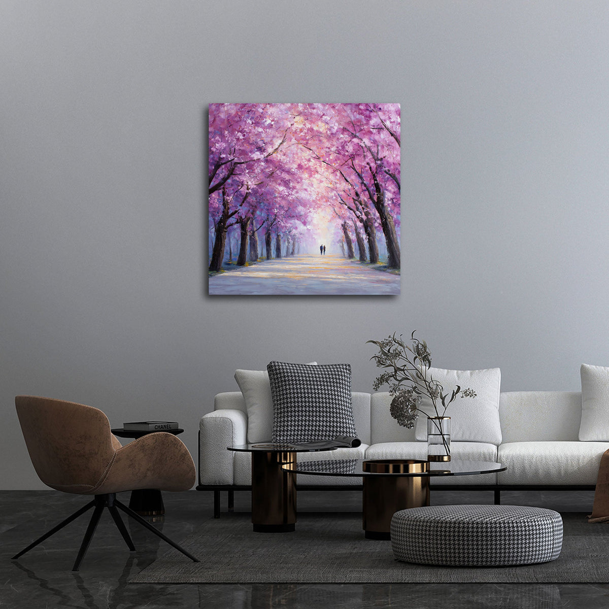 Frühling Wandbild über dem Sofa im Wohnzimmer