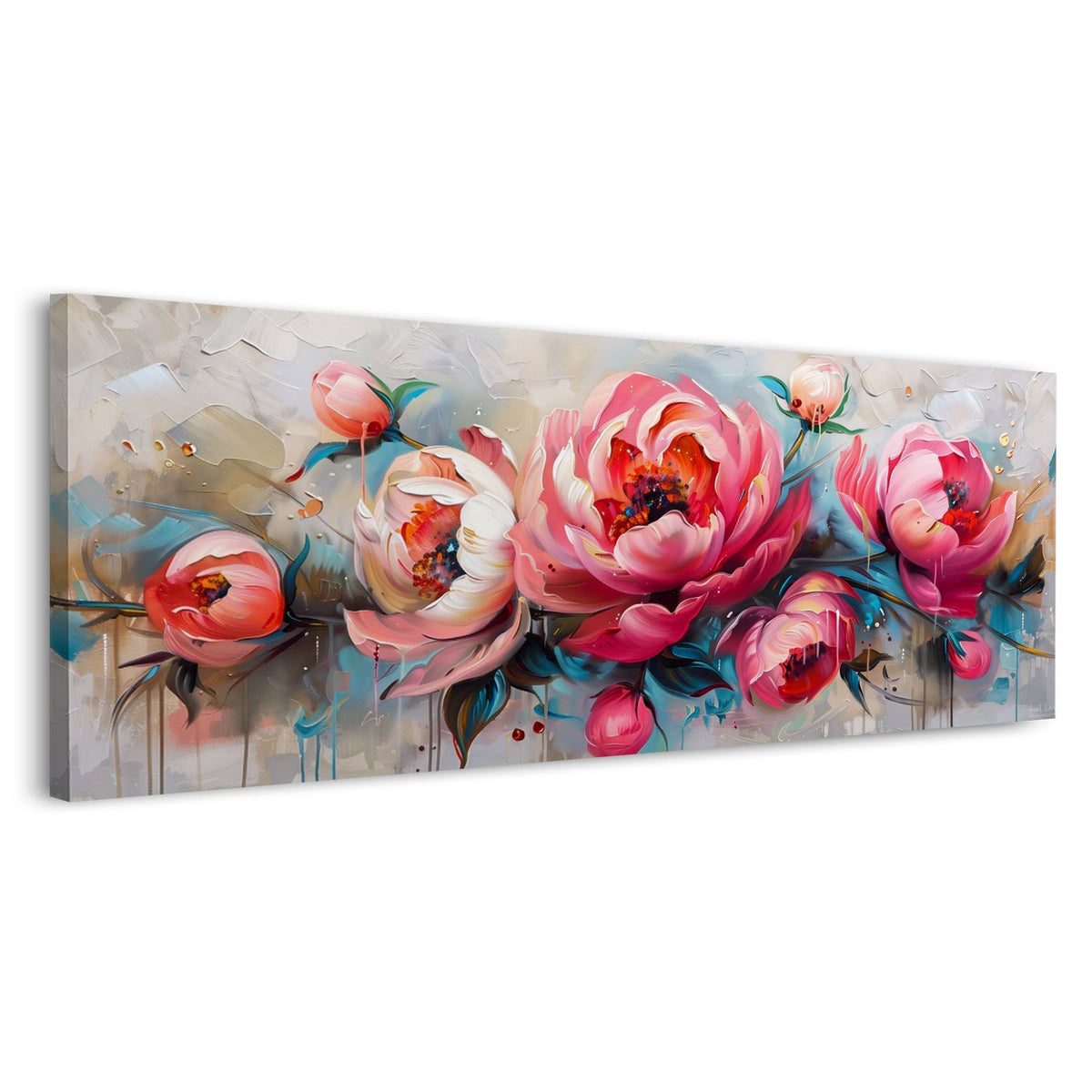 Panorama Wandbild mit Blütenpracht in Pink und Weiß