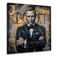 Wandbild Agent im Smoking mit goldenem 007 Schriftzug auf Leinwand