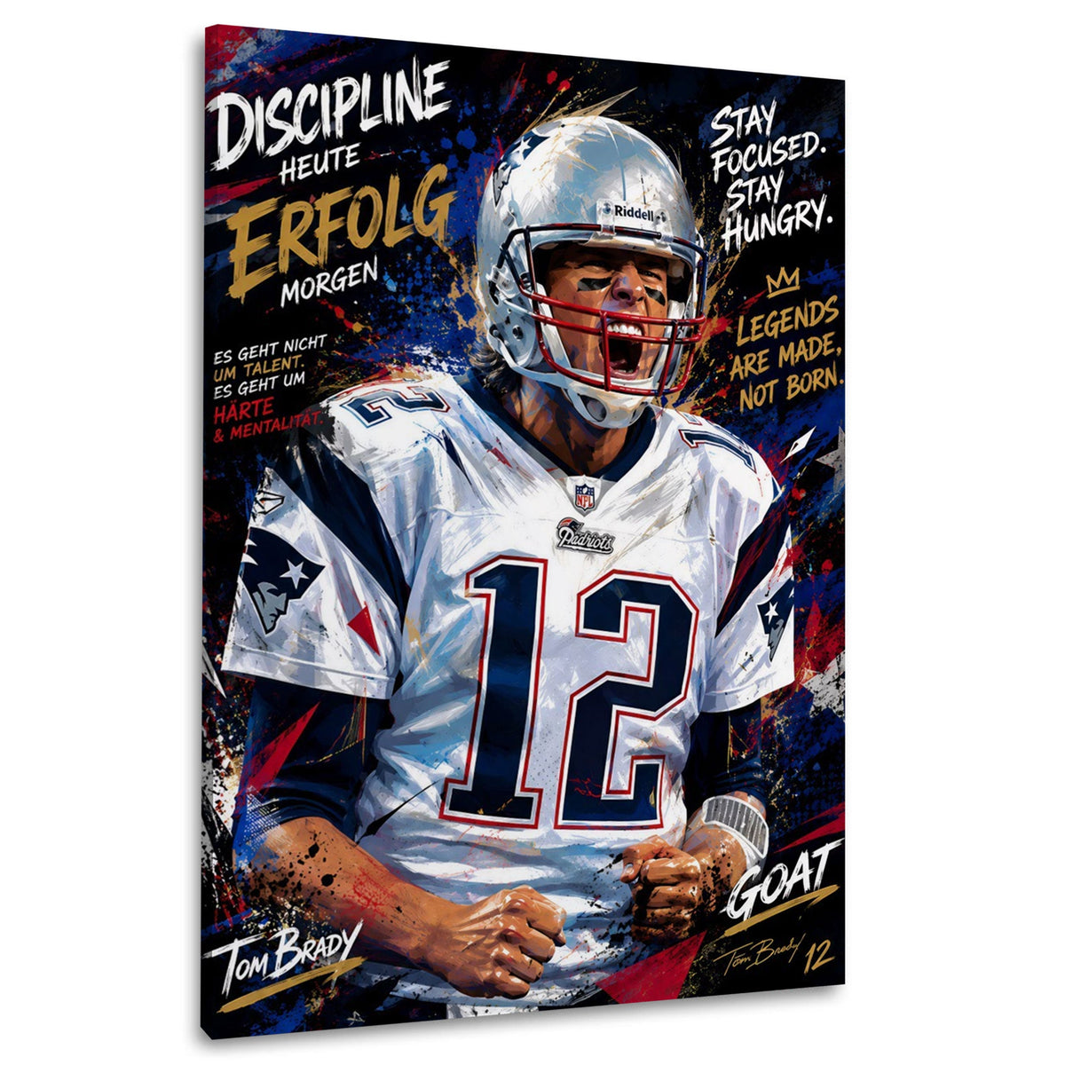 Football Wandbild mit Quarterback und Motivationsspruch