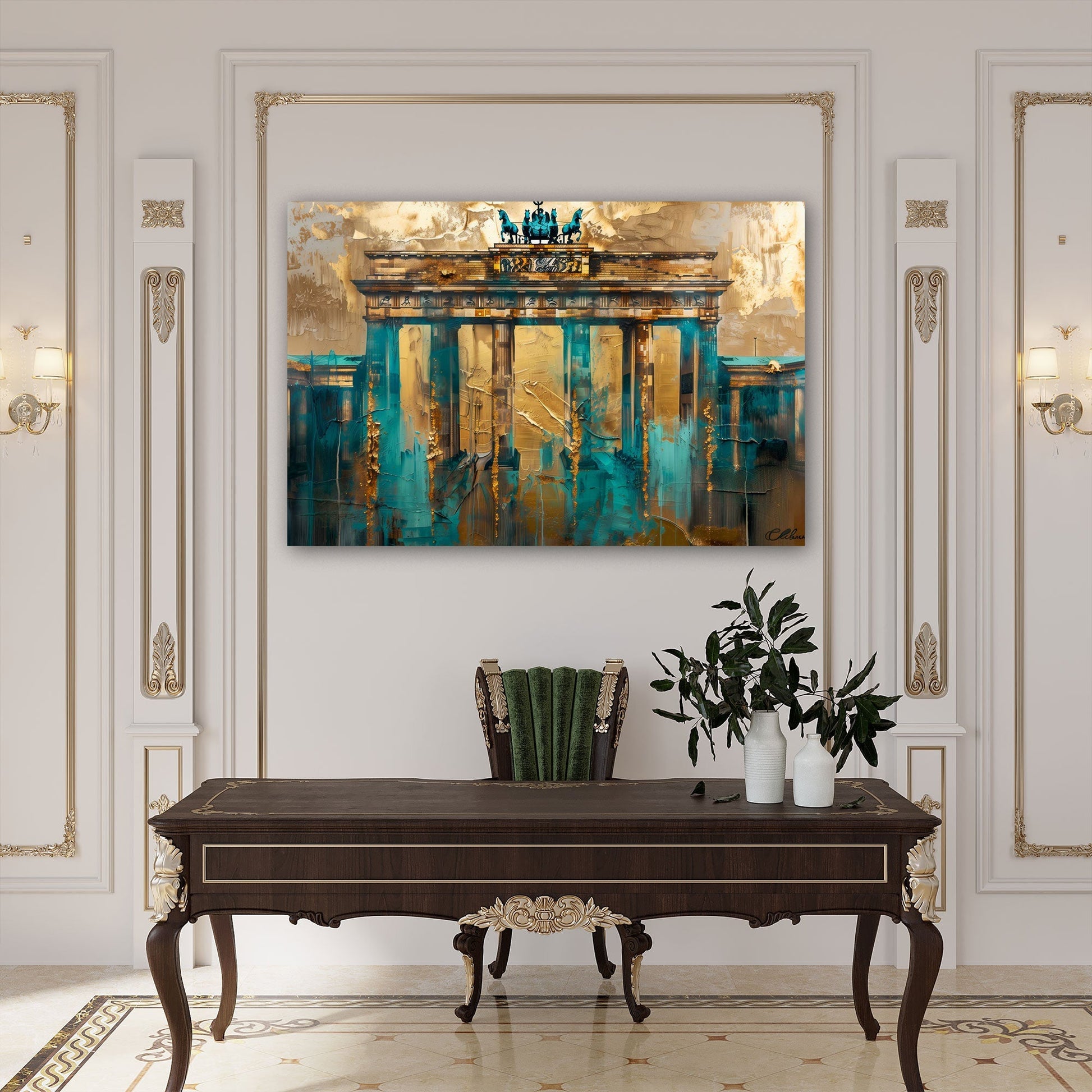 Berlin Wandbild in Gold im modernen Büro