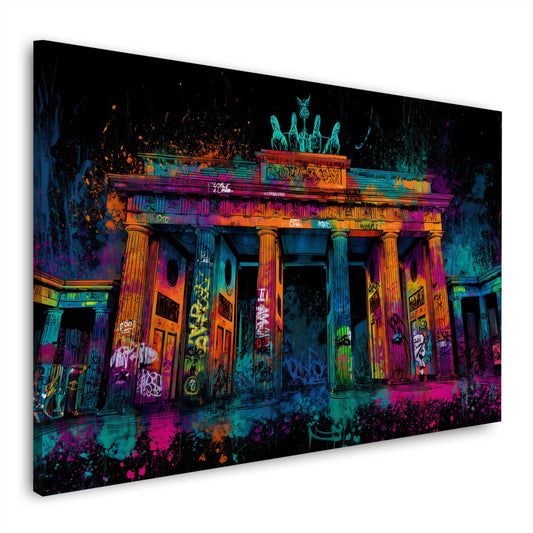 Brandenburger Tor Berlin Neon Farben Street Art Wandbild