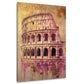 Kolosseum in Rom als Aquarell-Collage in Gold und Rosa – Wandbild im Hochformat