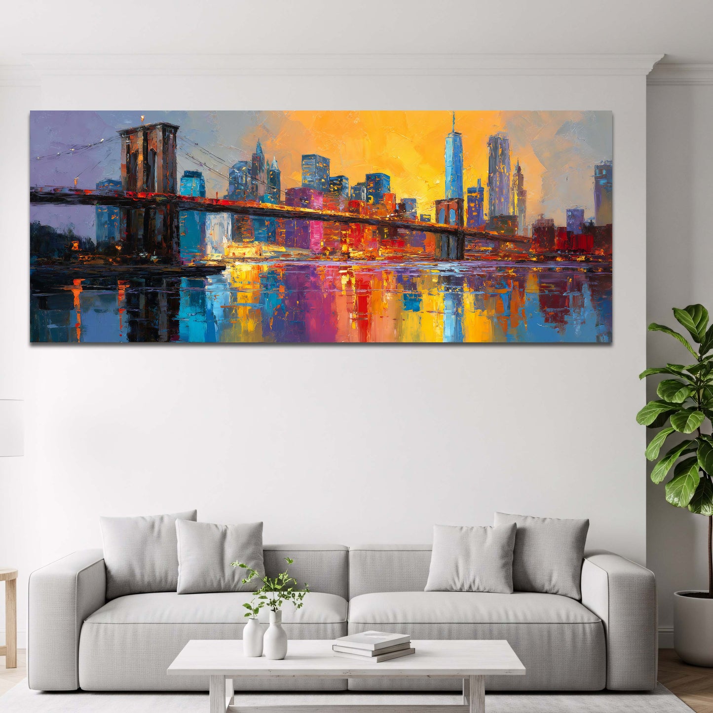 Brooklyn Bridge Skyline bunt Panorama Wandbild