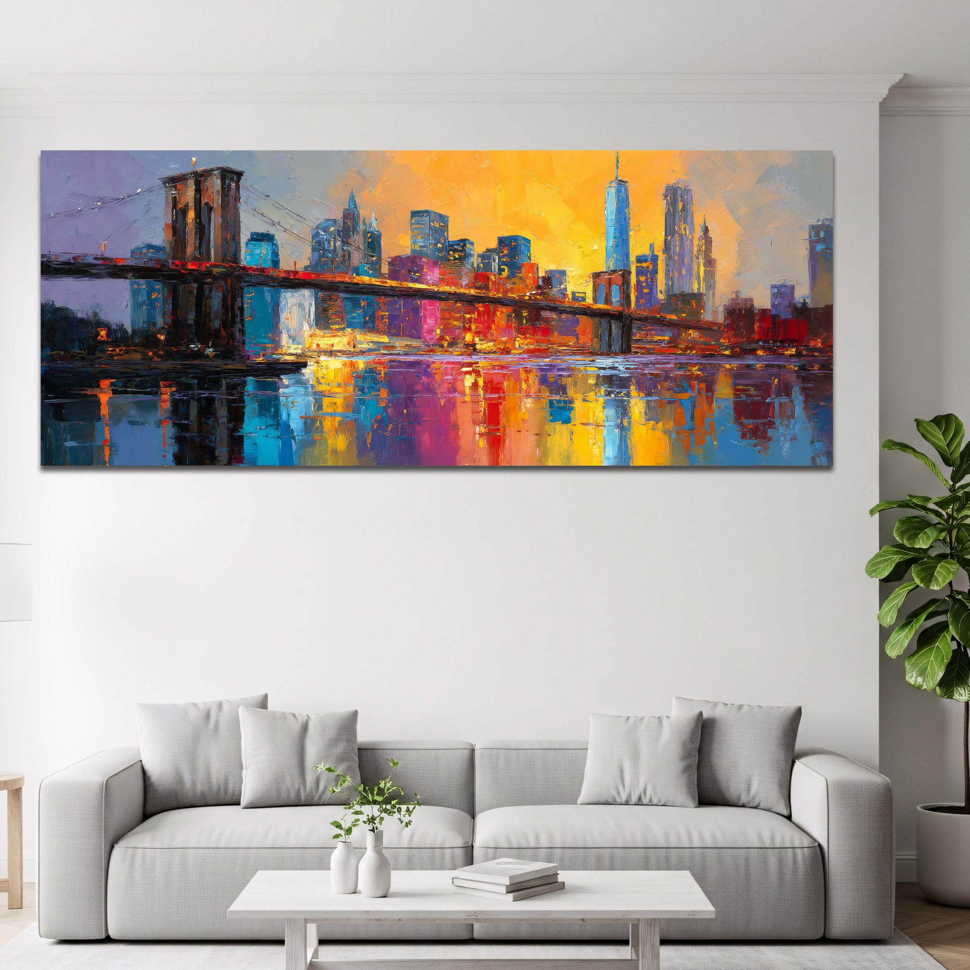 Brooklyn Bridge Skyline bunt Panorama Wandbild